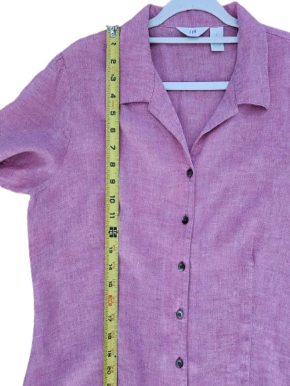 J. Jill Soft Red  100% Linen Button Down Blouse Sz Large - Picture 11 of 12